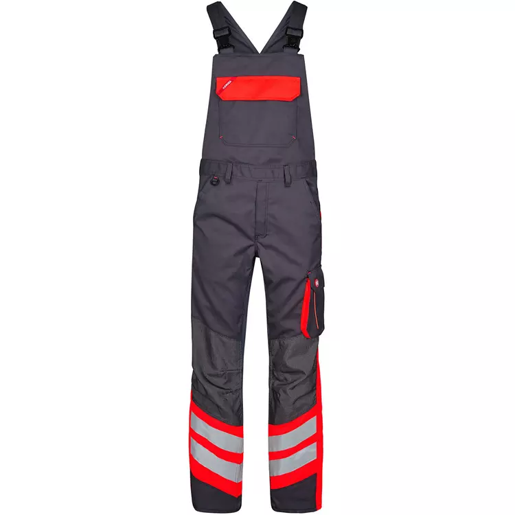 Engel Workwear Engel Cargo Latzhose, Grau/Rot, Herren – Bild 6