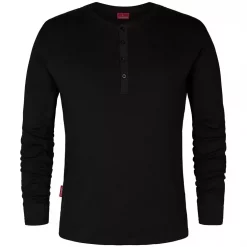 Engel Workwear Engel Grandad Langärmliges T-Shirt, Schwarz, Herren