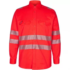 Engel Workwear Engel Safety Arbeitshemd, Hi-Vis Rot, Herren