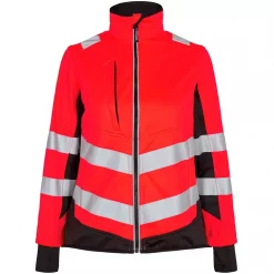 Engel Workwear Engel Safety Damen Softshelljacke, Hi-vis Rot/Schwarz