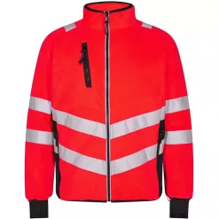 Engel Workwear Engel Safety Fleecejacke, Hi-vis Rot/Schwarz, Herren