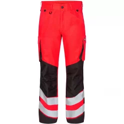 Engel Workwear Engel Safety Light Arbeitshose, Hi-vis Rot/Schwarz, Herren