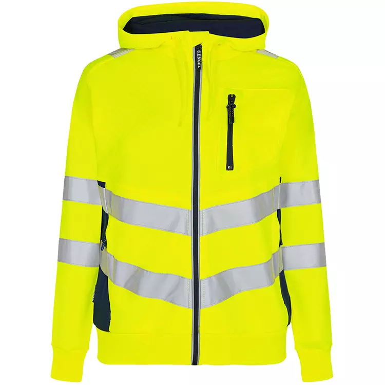 Engel Workwear Engel Safety Damen Kapuzensweatshirt, Gelb/Blue Ink