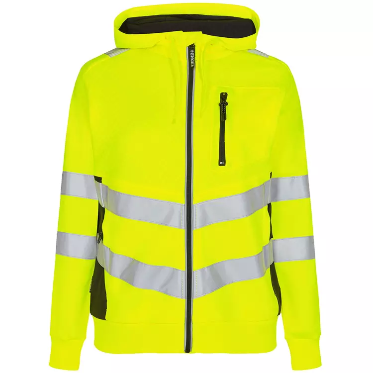 Engel Workwear Engel Safety Damen Kapuzensweatshirt, Hi-vis Gelb/Schwarz – Bild 6