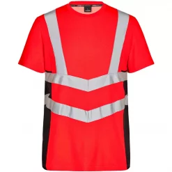 Engel Workwear Engel Safety T-shirt, Hi-vis Rot/Schwarz, Herren