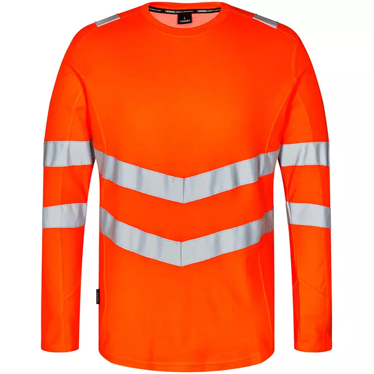 Engel Workwear Engel Safety Langärmliges T-Shirt, Hi-vis Orange/Grau, Herren – Bild 5