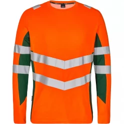 Engel Workwear Engel Safety Langärmliges T-Shirt, Hi-Vis Orange/Grün, Herren