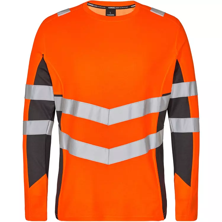 Engel Workwear Engel Safety Langärmliges T-Shirt, Hi-vis Orange/Grau, Herren – Bild 2