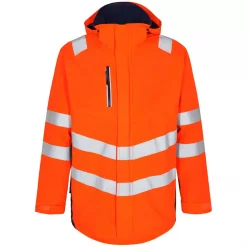 Engel Workwear Engel Safety Parka Shelljacke, Orange/Blue Ink, Herren