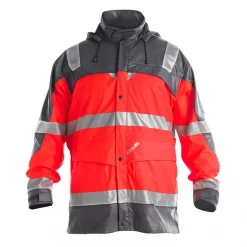 Engel Workwear Engel Regenjacke, Hi-vis Rot/grau, Herren