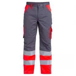 Engel Workwear Engel Arbeitshose, Grau/Hi-Vis Rot, Herren