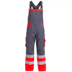 Engel Workwear Engel Arbeitslatzhose, Grau/Hi-Vis Rot, Herren