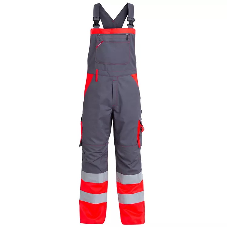 Engel Workwear Engel Arbeitslatzhose, Grau/Hi-Vis Rot, Herren
