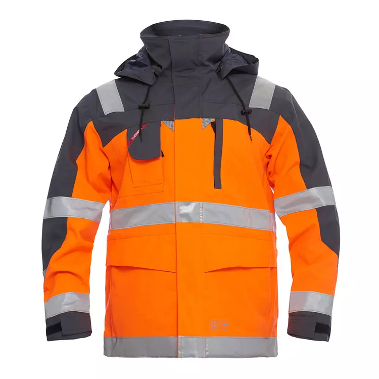 Engel Workwear Engel Shelljacke, Hi-vis Orange/Grau, Herren – Bild 8